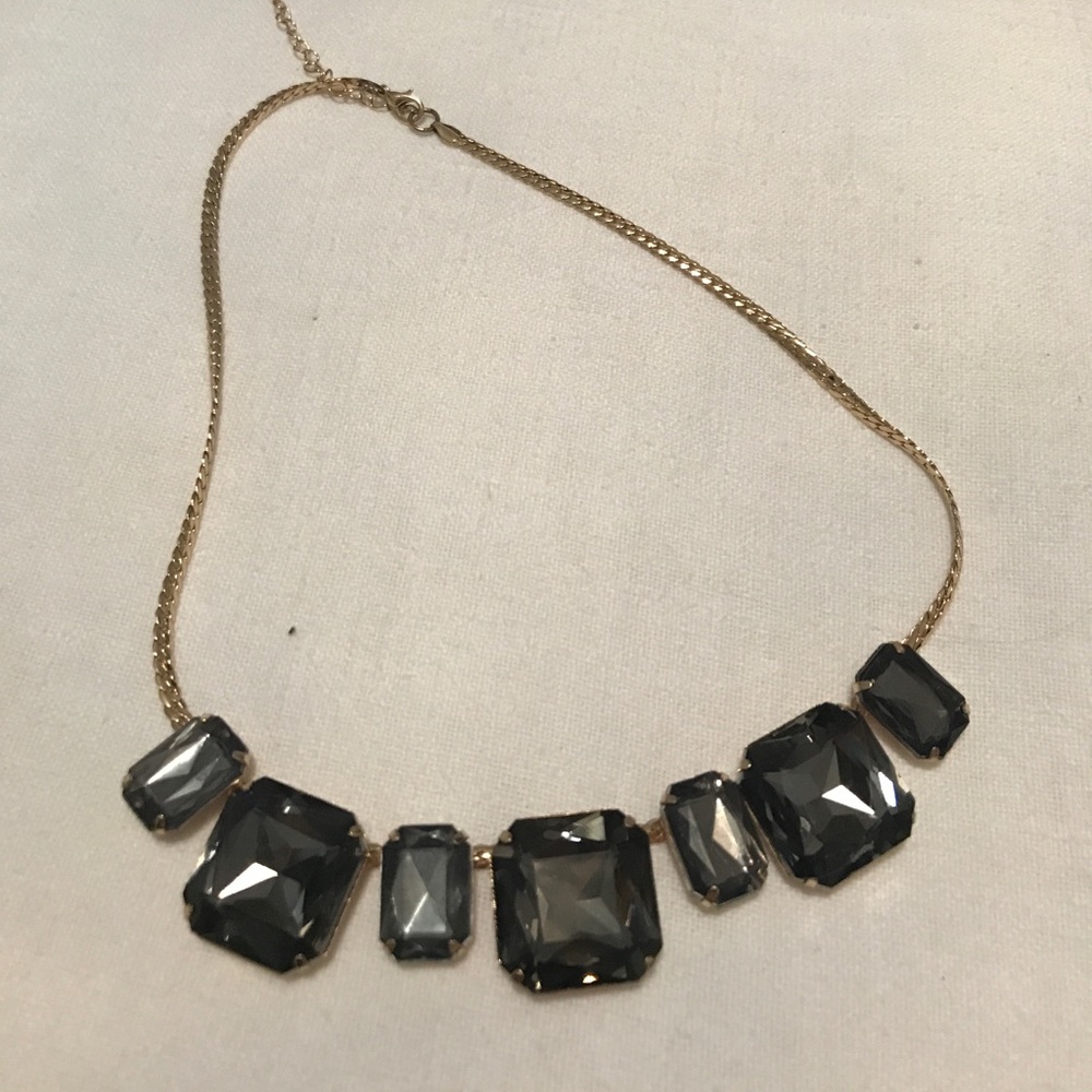 Grey and gold rhinestone necklace